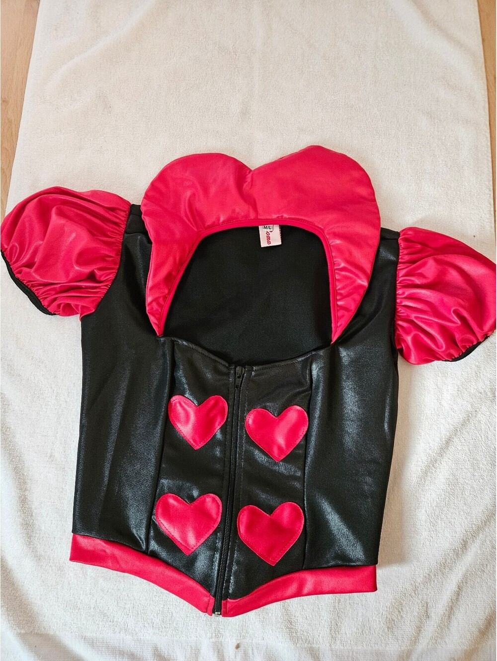 Roma Black and Red Heart Detail Costume Top M/L